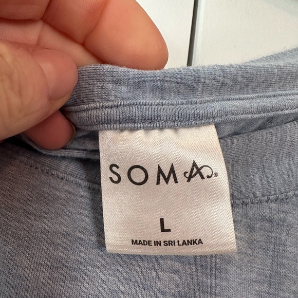 Soma Women’s Cool Nights Drawstring Waist Tank Light Blue (Size L) - Picture 3 of 6